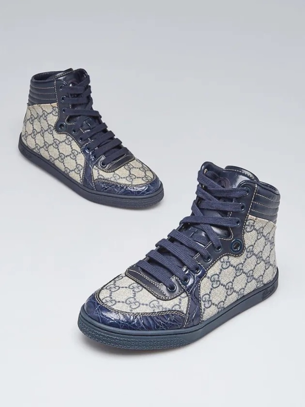 Gucci Navy Leather High-Top Sneakers